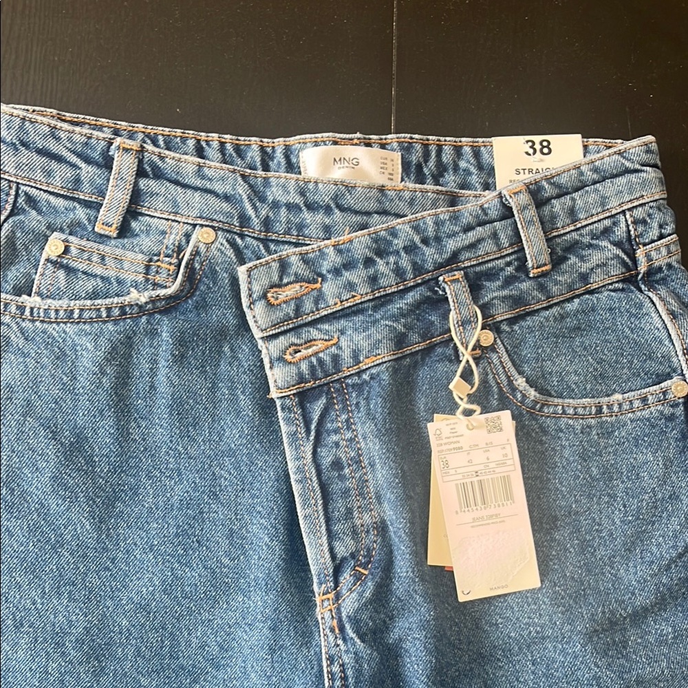 Mango Women's Blue Straight Jeans